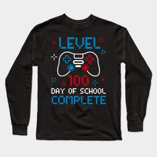 100 Days Video Game Level 100 Days of School Completed Long Sleeve T-Shirt